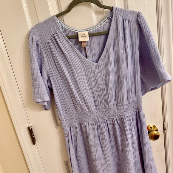 KNOX ROSE V-NECK GAUZE MUSLIN DRESS SIZE SMALL WITH POCKETS BABY POWDER BLUE NWT - Picture 15 of 16